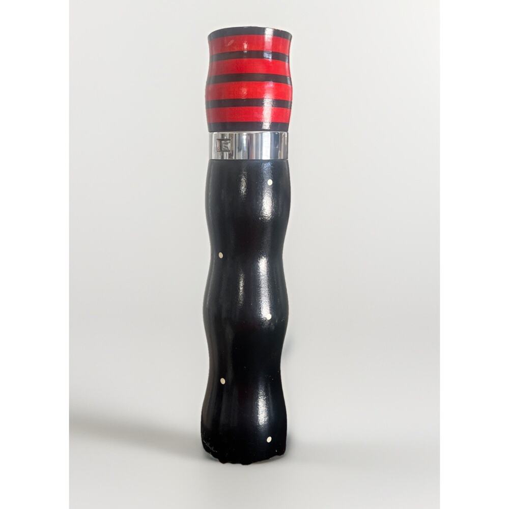 2012 Signed Robert Wilhelm Salt Shaker/Pepper Mill Grinder Tulip Blk Red Art Dec